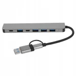 USB-jaotur 7-in-1 s&uuml;learvutile, must, ABS, mitmepordiline adapter