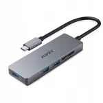 USB-C jagaja AUKEY CB-C63, 3x USB 3.1, MicroSD, SD, alumiinium