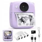 Laste digitaalne kaamera printeriga, 32 GB, violetne