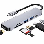 USB-C 6-&uuml;hes adapter: USB 3.0, PD, HDMI 4K, SD, TF