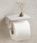 WC-paberihoidja KAZAI riiuliga, valge, puurimisvaba paigaldus
