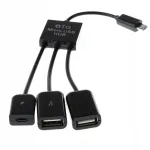 Adapter 3-&uuml;hes USB 2.0 OTG HUB Micro USB kaablile, Android telefonidele