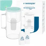 Wessper D2 BOROSILICATE klaasist veefilter LED loenduriga ja 3 filtriga