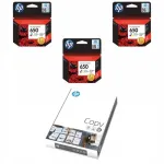 HP 650 tindikassetid, 3 tk, v&auml;rvilised, CZ102AE + HP COPY koopiapaber + HP-005318