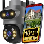 V&auml;lise WiFi IP kaamera, p&ouml;&ouml;ratav, 10 MP, 4K UHD, heliga, rakenduse juhtimisega