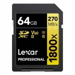 Lexar Pro 64GB 1800x U3 V60 UHS-II m&auml;lukaart