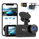 Auto videosalvesti SIGRILL 4K, esi-/tagakaamera, WiFi, 64GB, &ouml;&ouml;n&auml;gemine