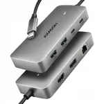 USB-C jaotur AXAGON HMC-CUB83X2, 10Gbps, 7in1, DUAL 4K, alumiinium, hall