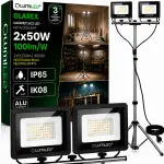 Halogeen-LED valgusti statiivi ja 2x 50W v&otilde;imsusega