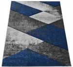 Vaip 100x150 cm halli ja tumesinise tooniga, modernse geomeetrilise mustriga, elutuppa
