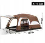 Kahekorruseline telk 3&ndash;5 inimesele 330x210 cm s&auml;&auml;sev&otilde;rguga ja varikatus