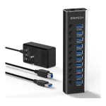 USB-jaotus, 10 pesa, USB 3.0, 12V 3A toiteadapteriga