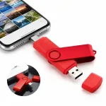 Punane 512 GB USB-m&auml;lupulk, USB-A ja Type-C, metallist