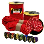 Peegeldav EDCX 4,4 mm Paracord 550 laskumisn&ouml;&ouml;r, punane, 30 m