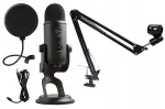 Kondensaatormikrofon BLUE YETI Blackout statiivi ja helifiltriga