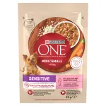 PURINA ONE Mini Sensitive koeratoit l&otilde;he, riisi ja porganditega 85 g