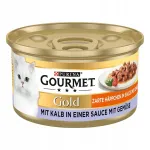 Gourmet Gold m&auml;rg kassitoit vasikalihaga ja k&ouml;&ouml;giviljadega kastmes, 85 g
