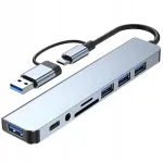 USB-C 8-&uuml;hes adapter: SD/TF kaardilugeja, USB 3.0, helipistik