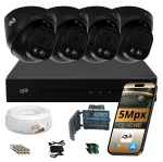 Valvame kaamera 5MPX, komplekt 4 analoogkaameraga, topelt LED IR, metall, must