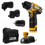 JCB 12DD 12 V akukruvikeeraja, 2 x 2,0 Ah, L-Boxx kohver, 30 Nm