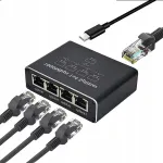 LAN v&otilde;rgu jaotus RJ45 1x4, 1000 Mbit, USB-C
