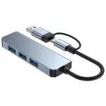 USB 3.0 jagaja, USB-C adapter, alumiinium, kompaktne, mitme pistikuga