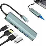 USB-C jaotur 5in1 USB 3.0/2.0 ja 100W PD-ga