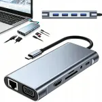 USB-C 11-pordiline adapter koos 4K HDMI, VGA, USB 3.0/2.0, Type-C liidesega