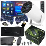 LED projektori konsool Game Stick Pro Android kahe puldiga, WiFi, USB