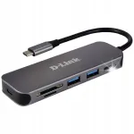 D-Link DUB-2325 USB-C jagaja 5in1, SD ja microSD lugejate, 2x USB 3.0 ja USB-C-ga