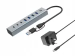 7-pesaline USB-jaotur CONCEPTRONIC: 4x USB-A 3.0, USB-C adapter, Etherneti pesa