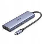 Adapter UGREEN USB-C 6in1, HDMI, 3x USB-A 3.0, SD/TF kaardilugeja, 4K