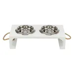 Koerte kausside komplekt, puidust roostevabast terasest kaussidega, 2 x 900 ml
