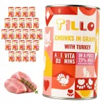 Koerte konservid TILLO kalkunilihaga, 24 x 1250 g, kastmes t&uuml;kid
