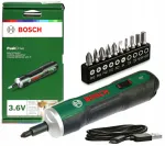 Juhtmeta kruvikeeraja BOSCH PushDrive 3,6V, 10 otsikuga