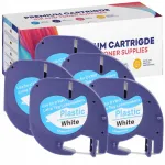 Sildilint DYMO LetraTag, 12 mm x 4 m, valge, plastik, 5 tk.