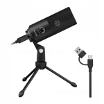 Stuudiot&uuml;&uuml;p USB mikrofon Fifine K669B kardioidiga, 20Hz&ndash;20kHz, must, statiiviga