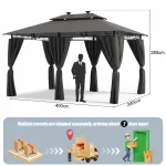 Aiatelk Devoko 3x4 m metallraamiga ja LED-valgustusega, veekindel