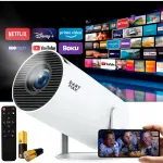 LED projektor 4K, Android 11.0, WiFi, HDMI, USB, neljatuumaline protsessor, valge