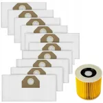 Tolmuimeja kotid Karcher WD3, WD2 Plus, MV2, MV3, SE4001, 10 tk + filter