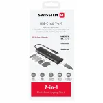USB-C 7-&uuml;hes HUB SWISSTEN, 100W, HDMI 4K, USB-A 3.0, 2x USB-A 2.0, SD, microSD