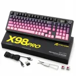 Mehaaniline klaviatuur ATTACK SHARK X98 PRO, RGB valgustus, 2.4G, Bluetooth, 4000 mAh, roosa