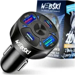 Autolaadija 4x USB QC 3.0, 30W, 12V/24V, LED valgustusega