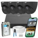 J&auml;relevalve IP kaamerate komplekt 5Mpx POE metallist must SMART DVS