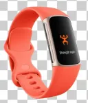 Nutik&auml;epael Fitbit Charge 6, kuldse korpusega, korallv&auml;rvi rihmaga