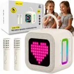 Bluetooth k&otilde;lar karaokekomplekt kahe mikrofoniga ja RGB-ekraaniga