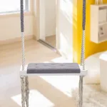 Puidust laste kiik 5 m puuvillase k&ouml;iega ja konksudega, hall