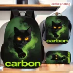 Seljakottide komplekt Black Cat Green Smoke, 3 osast: seljakott, &otilde;lakott, pliiatsikarp