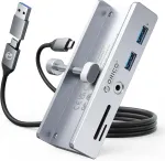 USB 3.0 jaotur SD/TF kaardilugeja, 2 USB-A pesa ja 3,5 mm helipesa, 5-&uuml;hes