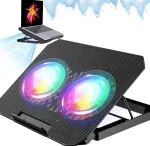 S&uuml;learvuti jahutusalus 14&ndash;16", 2 ventilaatorit, reguleeritav, USB, LED